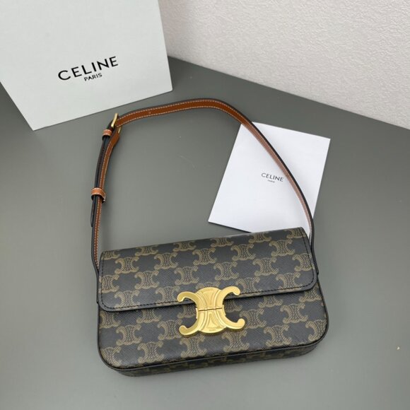 CELINE SHOULDER BAG CLAUDE IN TRIOMPHE CANVAS AND CALFSKIN - Picture 9 of 9